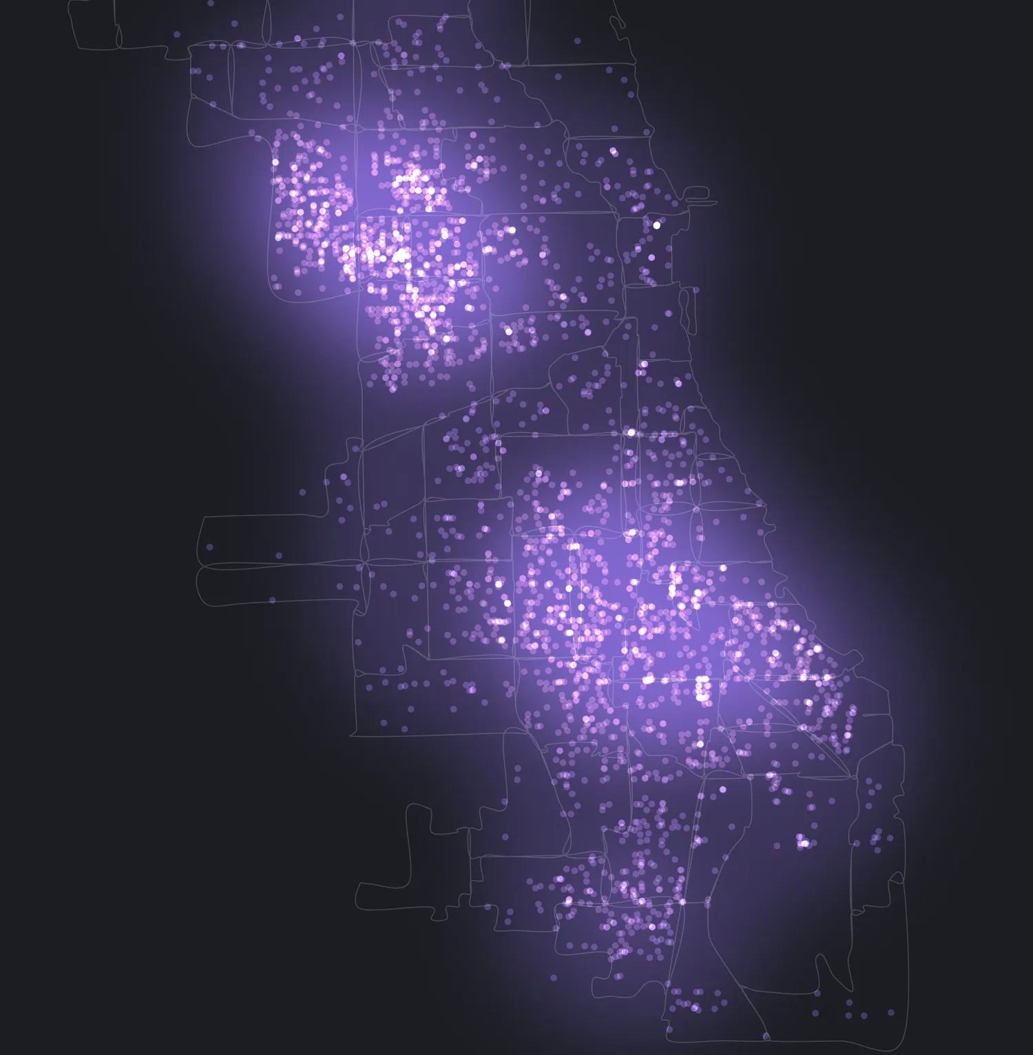 Map of shooting incidents in Chicago.